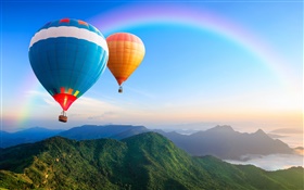 Rainbow colors hot air balloons, sky HD wallpaper