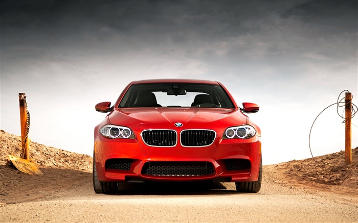 Red BMW M5 F10 car front view Wallpapers Pictures Photos Images