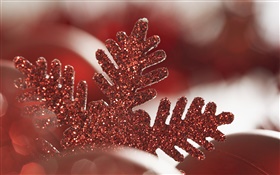 Red Christmas snowflake decoration HD wallpaper