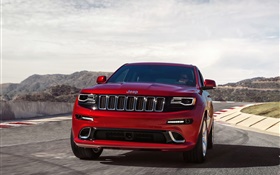Red Jeep Grand Cherokee SRT car front view