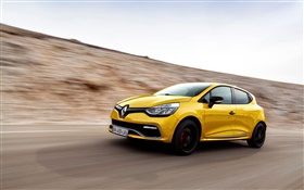 Renault Clio RS 200 yellow car speed HD wallpaper
