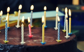 Sweet chocolate cake, candles HD wallpaper