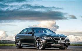 2015 BMW M5 Sedan F10 black car HD wallpaper