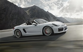 2015 Porsche Boxster Spyder 981 white car speed HD wallpaper