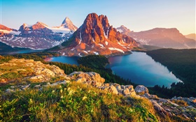 Canada, British Columbia, lake, mountain, forest, trees HD wallpaper