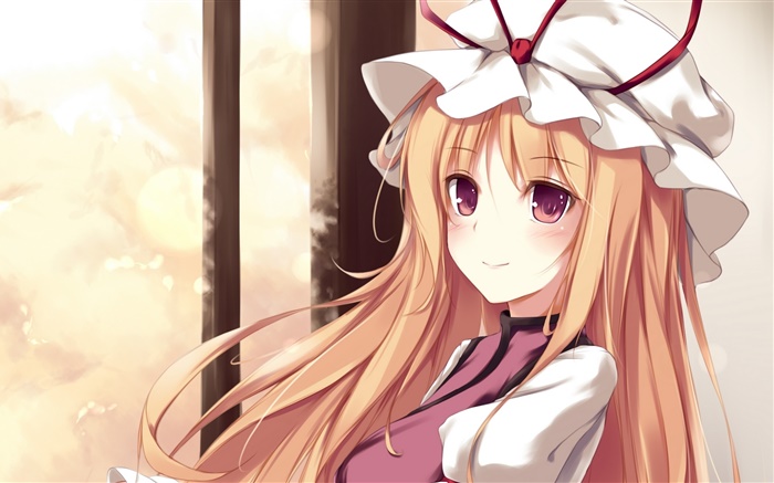 Cute anime girl, long hair, cap Wallpapers Pictures Photos Images