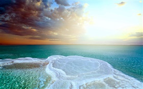 Dead sea, beautiful sunset, salt sea