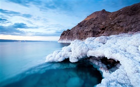Dead sea, coast, salt, dusk