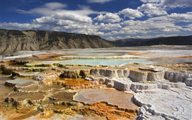 Dead sea, salt, clouds HD wallpaper