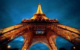 Eiffel Tower, night, Paris HD wallpaper