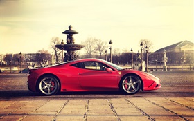Ferrari 458 red supercar side view HD wallpaper