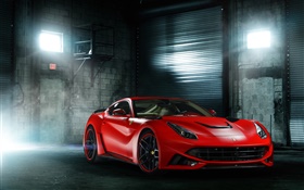 Ferrari F12 red supercar at night HD wallpaper