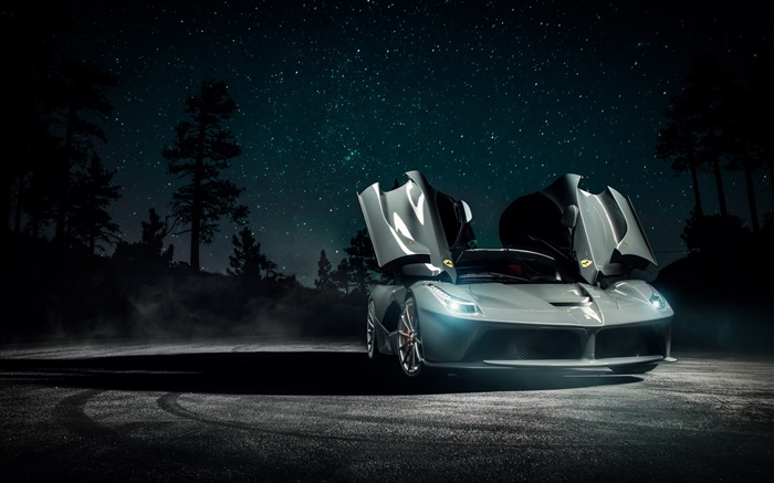 Ferrari LaFerrari supercar, wings, night, stars Wallpapers Pictures Photos Images