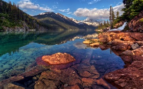 Garibaldi, Canada, mountains, rocks, forest, trees, lake HD wallpaper