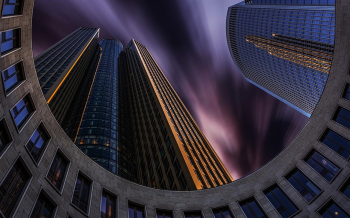 Germany, Frankfurt, city, skyscrapers, windows, sky Wallpapers Pictures Photos Images