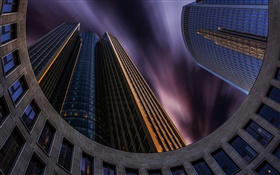 Germany, Frankfurt, city, skyscrapers, windows, sky HD wallpaper