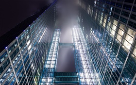 Germany, Frankfurt, skyscraper, windows, lights, night HD wallpaper