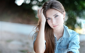 Girl stroking her hair HD wallpaper