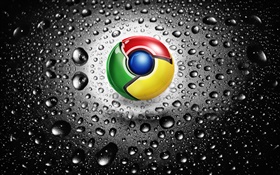 Google Chrome logo, water drops HD wallpaper
