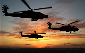 Helicopter flight, sunset HD wallpaper