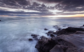 Muriwai, Auckland Region, coast, sunset, New Zealand HD wallpaper
