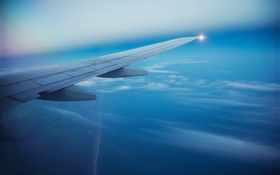 Passenger airplane, sky, clouds, aircraft wing HD wallpaper