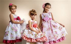 Three beautiful cute little girls HD wallpaper