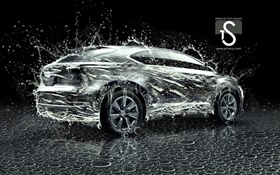 Water splash car, creative design, Lexus HD wallpaper