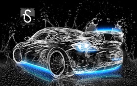 Water splash car, creative design, rear view