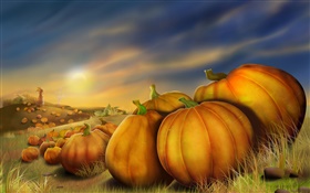 Artistic picture, painting, pumpkin HD wallpaper
