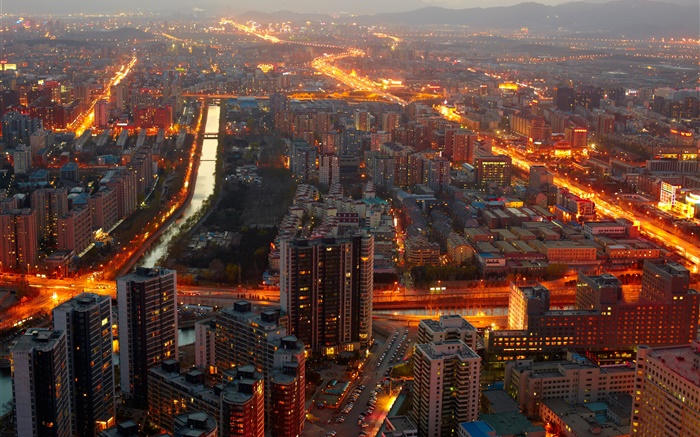 Beijing, China, midnight, buildings, lights Wallpapers Pictures Photos Images