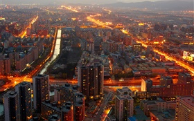 Beijing, China, midnight, buildings, lights