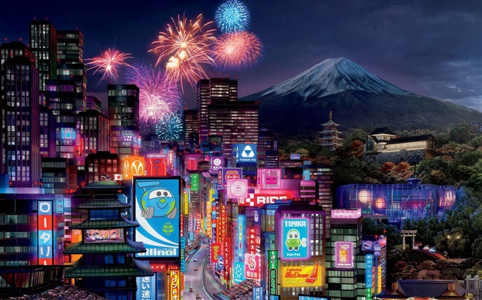 Cars 2, Tokyo city night Wallpapers Pictures Photos Images