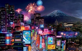 Cars 2, Tokyo city night HD wallpaper