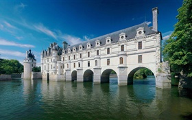 Chenonceau Castle, France, river, summer HD wallpaper