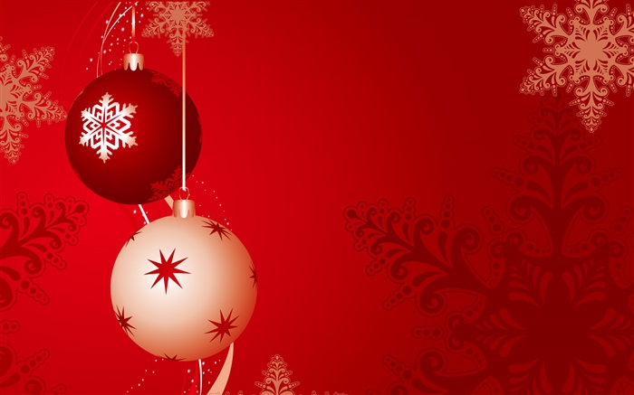Christmas balls, red background Wallpapers Pictures Photos Images
