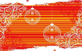 Christmas balls, white lines, red background, creative design HD wallpaper