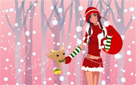 Christmas girl, vector illustration HD wallpaper