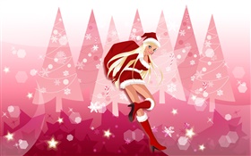 Christmas girl, vector pictures HD wallpaper
