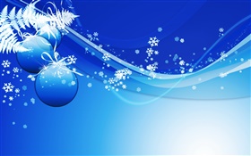 Christmas theme pictures, balls, blue style HD wallpaper