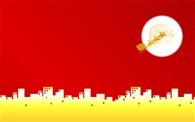 Christmas theme pictures, city, moon HD wallpaper