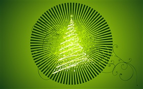 Christmas tree, light, creative design, green background HD wallpaper