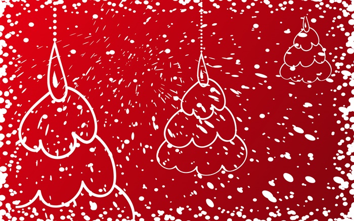 Christmas trees, red background Wallpapers Pictures Photos Images