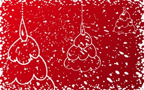 Christmas trees, red background