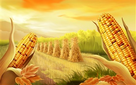 Corn fields, art paintings HD wallpaper