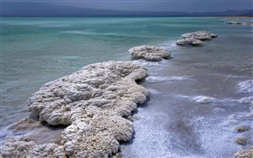 Dead sea, dusk, salt HD wallpaper