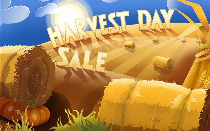 Harvest Day, wheat field, art pictures Wallpapers Pictures Photos Images