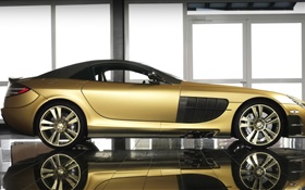 McLaren SLR Renovatio golden supercar side view