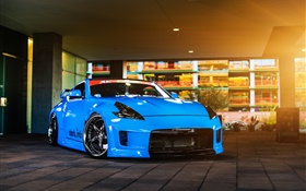 Nissan 370z blue car HD wallpaper