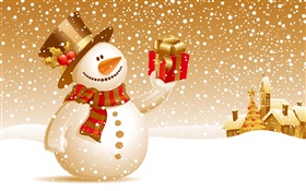 Snowman, gifts, Christmas theme pictures HD wallpaper